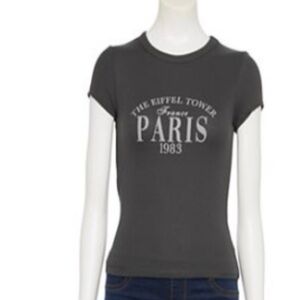 Faded Rose The Eiffel Tower Paris France 1983 Ribbed Shirt Juniors Size L